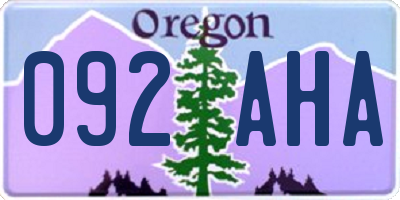 OR license plate 092AHA