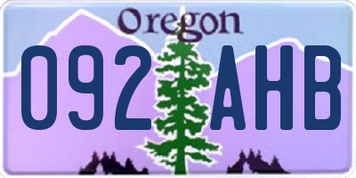 OR license plate 092AHB