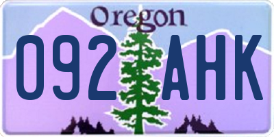 OR license plate 092AHK