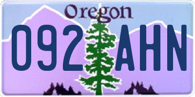 OR license plate 092AHN