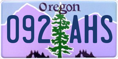 OR license plate 092AHS