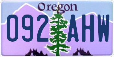 OR license plate 092AHW