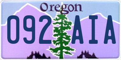 OR license plate 092AIA