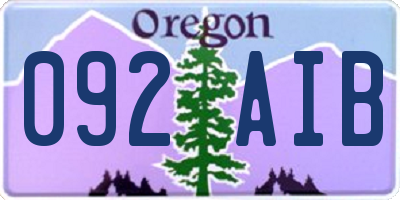OR license plate 092AIB