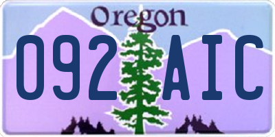 OR license plate 092AIC