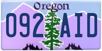OR license plate 092AID