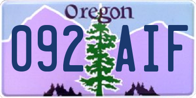 OR license plate 092AIF