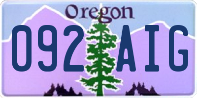 OR license plate 092AIG
