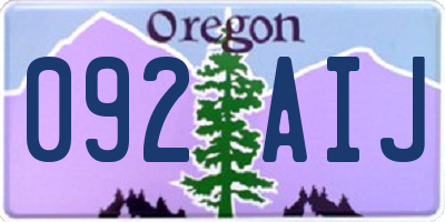 OR license plate 092AIJ