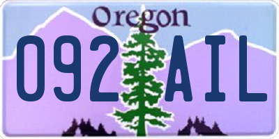 OR license plate 092AIL