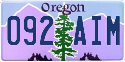 OR license plate 092AIM