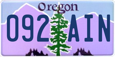 OR license plate 092AIN