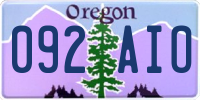 OR license plate 092AIO