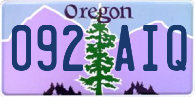 OR license plate 092AIQ
