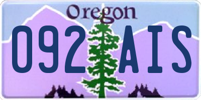 OR license plate 092AIS