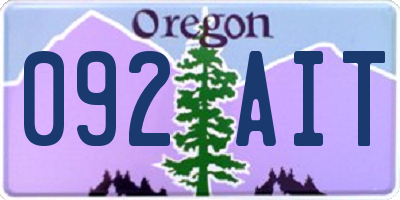 OR license plate 092AIT