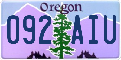 OR license plate 092AIU
