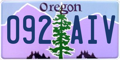 OR license plate 092AIV