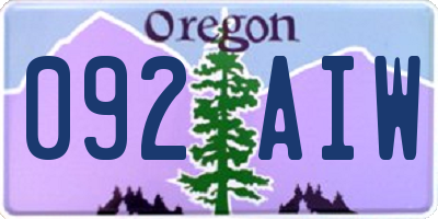 OR license plate 092AIW