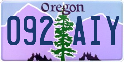 OR license plate 092AIY