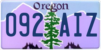 OR license plate 092AIZ