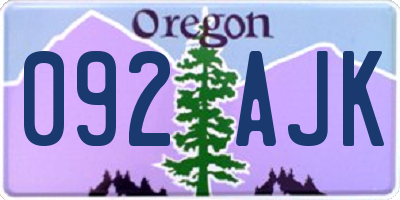 OR license plate 092AJK