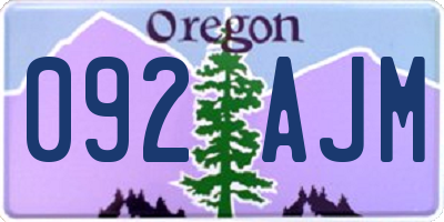OR license plate 092AJM