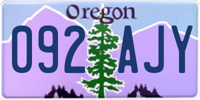 OR license plate 092AJY