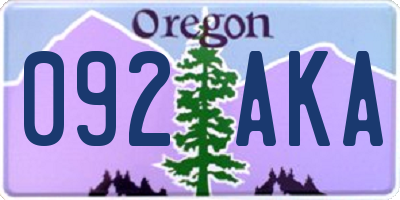 OR license plate 092AKA