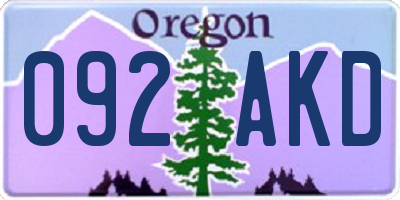OR license plate 092AKD