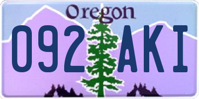 OR license plate 092AKI