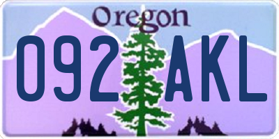 OR license plate 092AKL