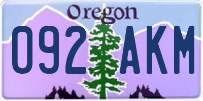OR license plate 092AKM