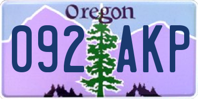 OR license plate 092AKP