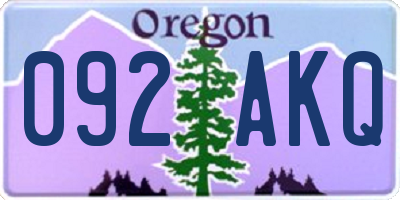 OR license plate 092AKQ