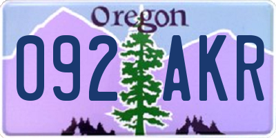 OR license plate 092AKR