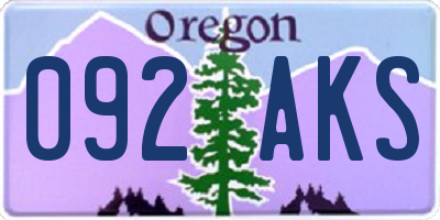OR license plate 092AKS