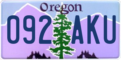 OR license plate 092AKU