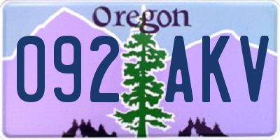 OR license plate 092AKV
