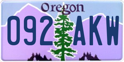 OR license plate 092AKW