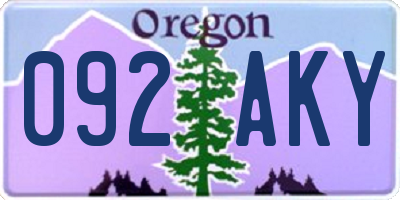 OR license plate 092AKY