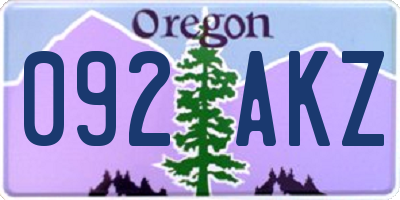 OR license plate 092AKZ