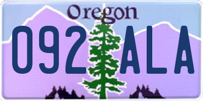 OR license plate 092ALA