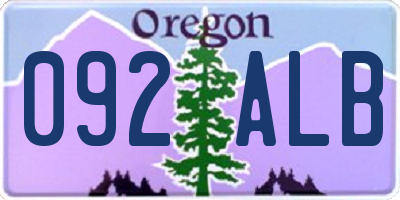 OR license plate 092ALB