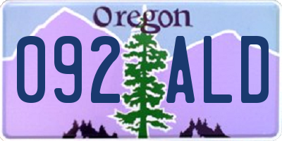 OR license plate 092ALD