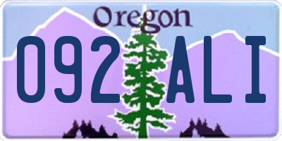 OR license plate 092ALI