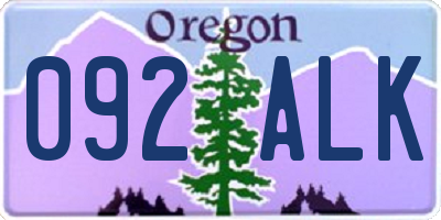 OR license plate 092ALK