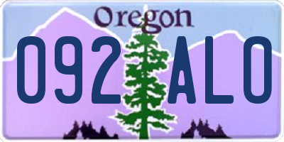 OR license plate 092ALO
