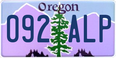 OR license plate 092ALP
