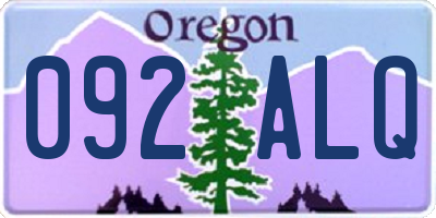 OR license plate 092ALQ